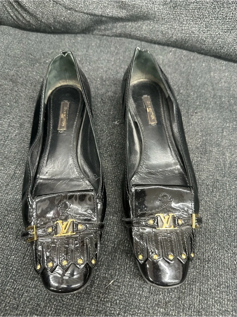 Louis Vuitton black leather patent ballet flats size 39 eu women’s 2006 archive